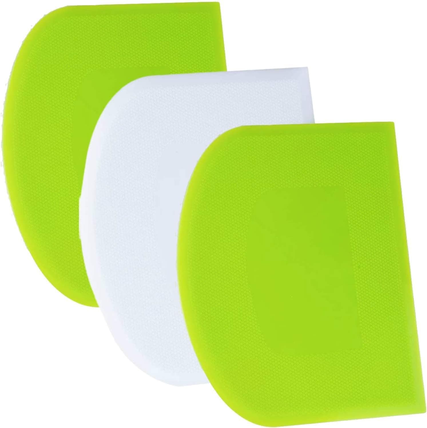 SURDOCA Dough Scraper Bench Scraper - 3P 4.7x3.7 Plastic Flexible Bowl Scraper, Sharp Edge & Angles Cake Scraper, Non-Slip Bakeware Decorating Tools Sculpting & Modeling Tools