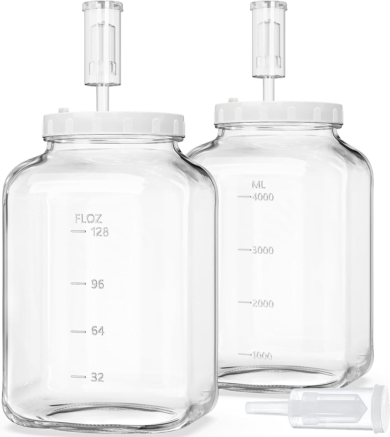 Folinstall 1.5 Gallon Large Fermentation Jars with 2 Airtight Lids and 3 Airlocks, Wide Mouth Glass Mason Jar, 2 Pack